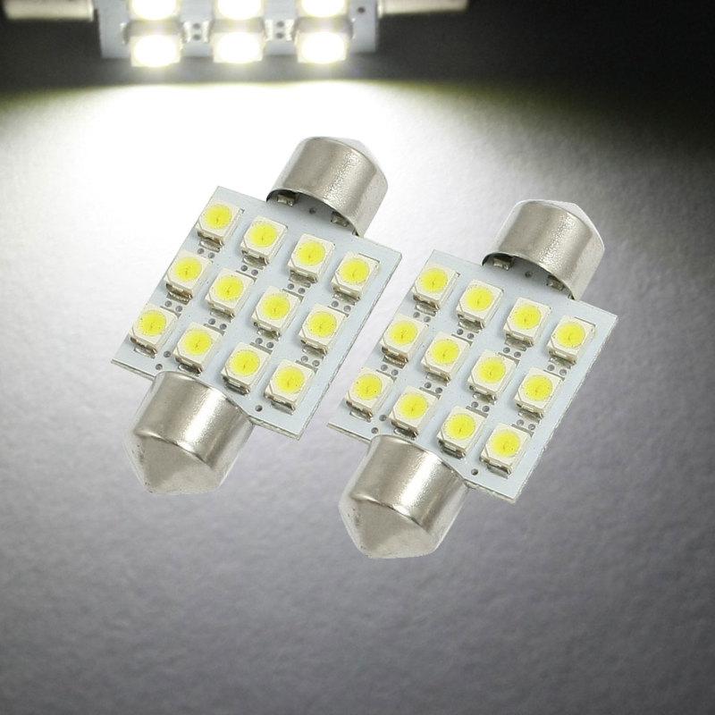 2 pcs car interior white 1210 12 smd led festoon dome light bulb 35mm