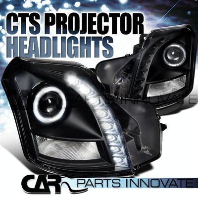 Cadillac 03-07 cts smd led halo projector headlights lamp black