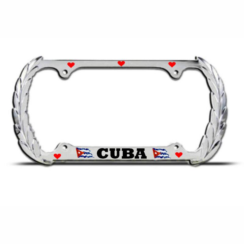 Love heart cuban heavy duty license plate frame cuba flag pride suv auto tag