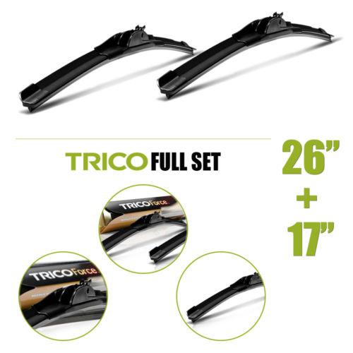 New set of 2 pcs trico force beam windshield wiper blades size: 26" lh, 17" rh