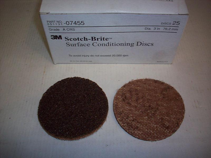 3m # 07455 - scotch brite 3" surf cond discs 25/box - new - a crs