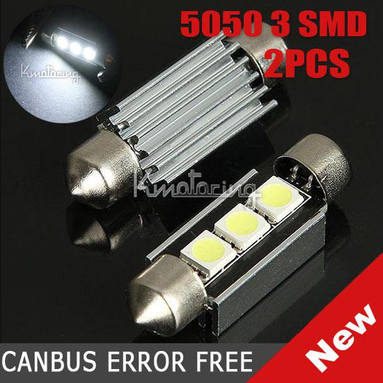 2x 39mm 3 smd 5050 white dome festoon canbus error free car 3 led light bulb ce