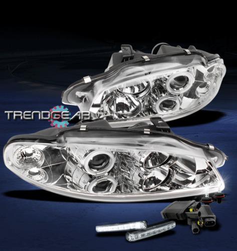 97-99 eclipse ccfl halo chrome projector head light lamp+drl led signal w/6k hid