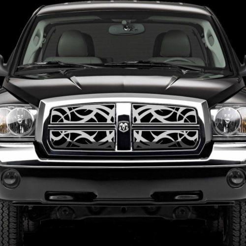 Dodge dakota 05-07 tribal polished stainless truck grill insert add-on trim