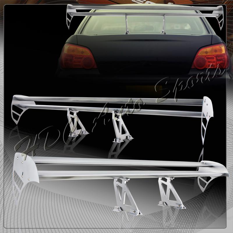 55" silver lightweight aluminum rear trunk lid gt style double deck spoiler wing