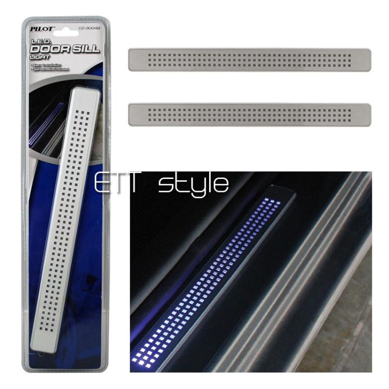 2x universal illuminated blue led door sill plate light mazda