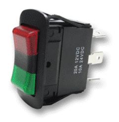 Waterproof led rocker switch rectangular red and green spdt on-off-on