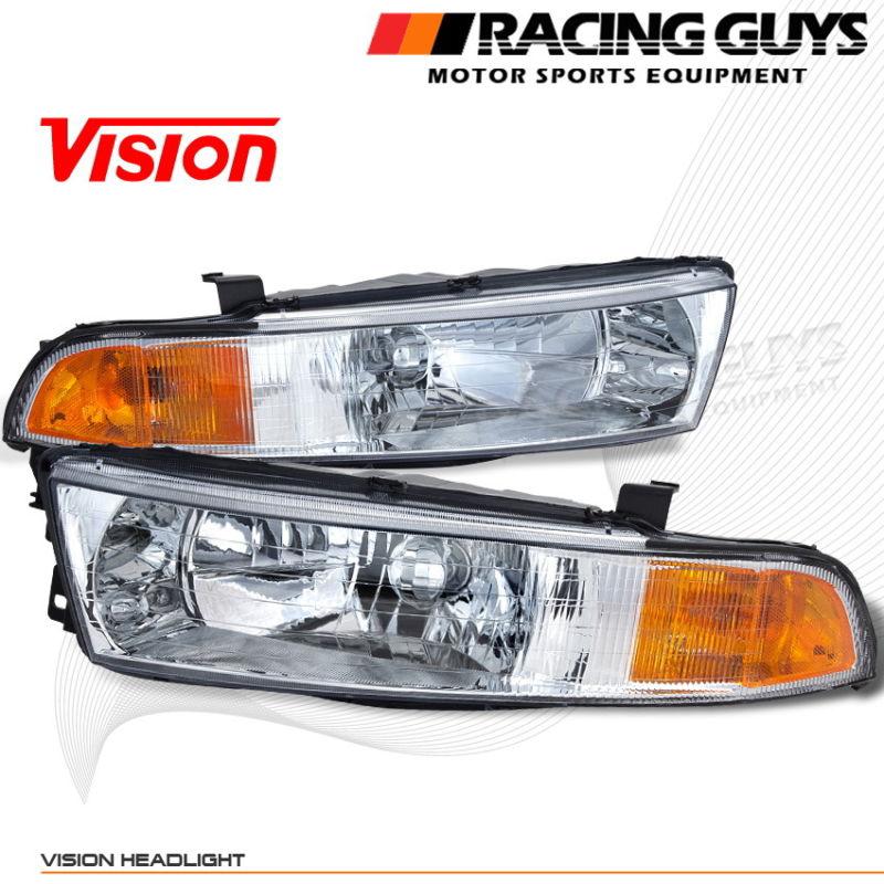 Euro style head lights lamps chrome clear pair left+right replacement assembly