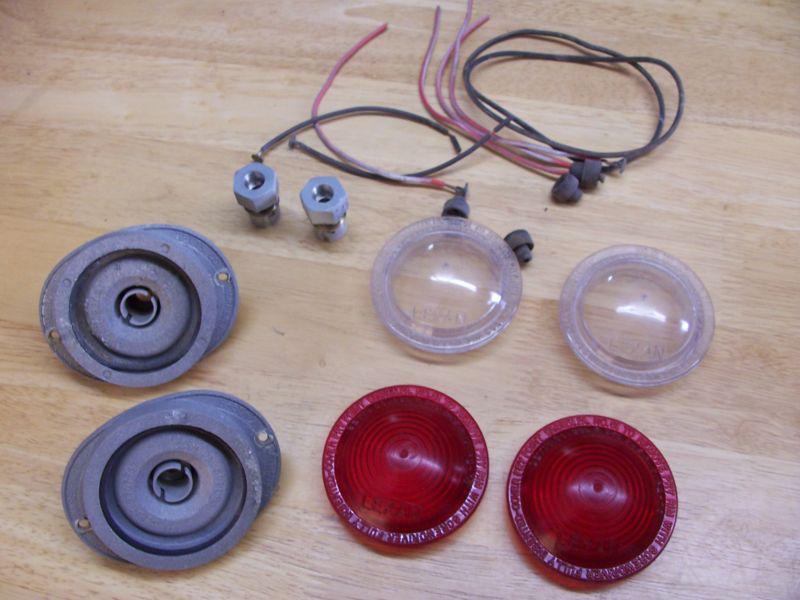 Vintage red or clear lights, can be conduit,  lenses are very nice,  as pictured