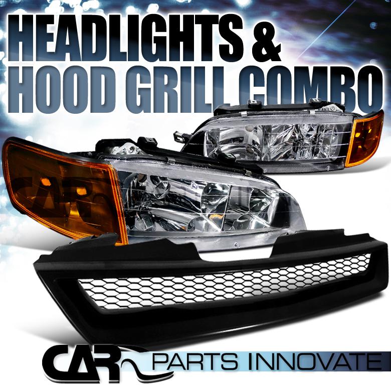 1994-1997 honda accord headlights+amber corner signal+mesh grille