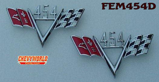 Pair 454 custom flag emblem camaro chevelle nova el camino truck