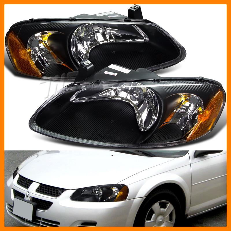 03-04 dodge stratus black headlights lamps assembly new ch2502143 ch2503143