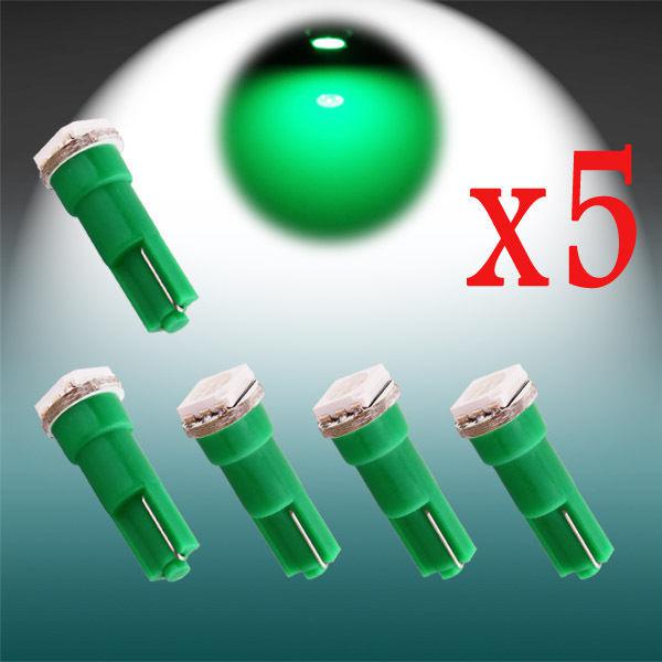 5pcs t5 1 smd 5050 green dashboard wedge signal led car light bulb lamp