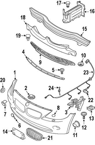 Bmw oem 51117165180 front bumper-side support