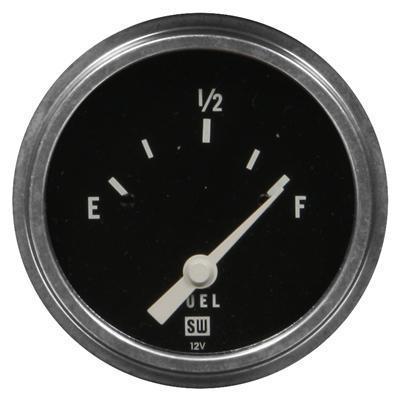 Stewart warner deluxe series electrical fuel level gauge 2 5/8" dia black face