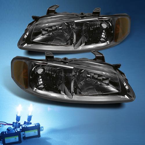 8000k slim xenon hid+ smoked 00-03 nissan sentra crystal headlights lights