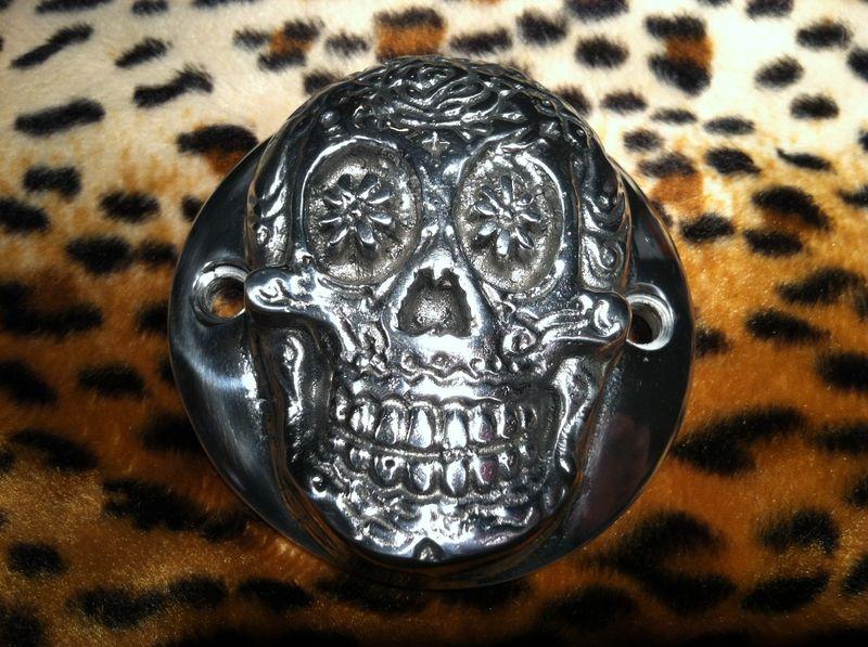 Sugar skull mexican day dead chopper bobber harley points cover motorcycle  