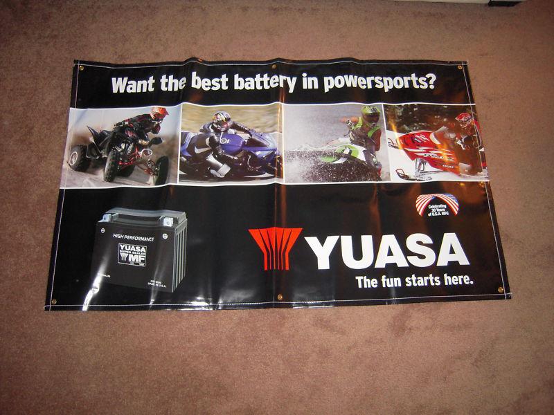 Atv supermoto motorcycle mx race track yuasa battery banner !!! new !!!