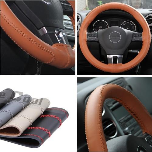 New steering wheel cover 43008 leather honda toyota brown stitch on civic 370z 