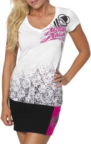 New msr metal mulisha bandwagon womens cotton tee/t-shirt, white, small/sm