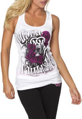 New msr metal mulisha conspiracy womens cotton tank top/shirt, white, large/lg