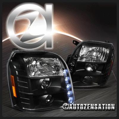 07-12 gmc yukon xl/ yukon denali black led drl projector headlights