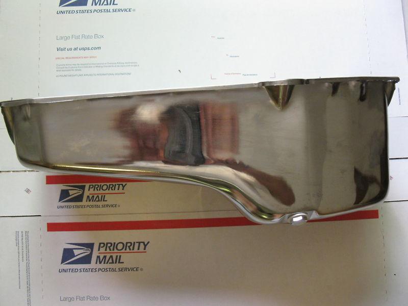 58-79 small block chevy chrome oil pan with mr gasket chrome dipstick 6235