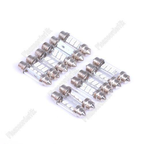 Blue 6-led 3528-smd car door festoon turn signal light bulb 12v dc 39mm pairs