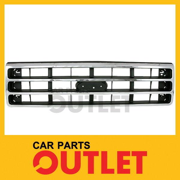 89 90 91 ford f150 chrome/dark argent bar grille grill assembly replacement new