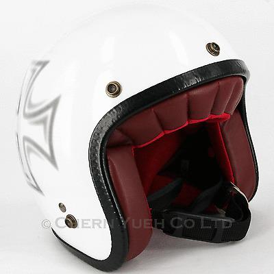 New motorcycle open face helmet white & black maltese cross hitler s-m-l-xl-xxl 