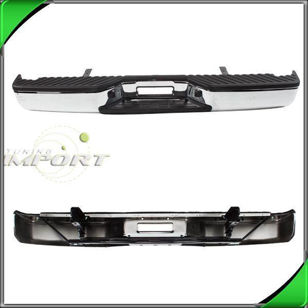 04-10 nissan titan le se w/o sensor chrome rear step bumper w/ blk pad assembly