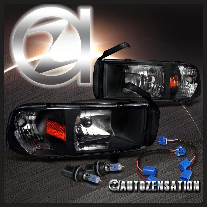 Dodge 94-01 ram 1500 94-02 ram 2500 3500 crystal black headlights sport