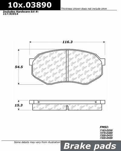 Centric 100.03890 brake pad or shoe, front-oe formula brake pads w/hardware