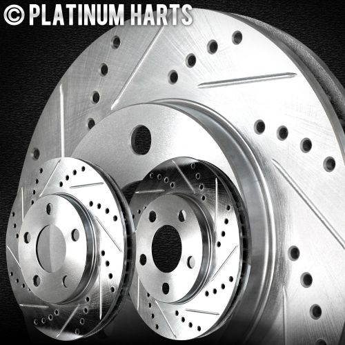 [2 fronts]  2 platinum hart *drilled &amp; slotted* front disc brake rotors - 1772