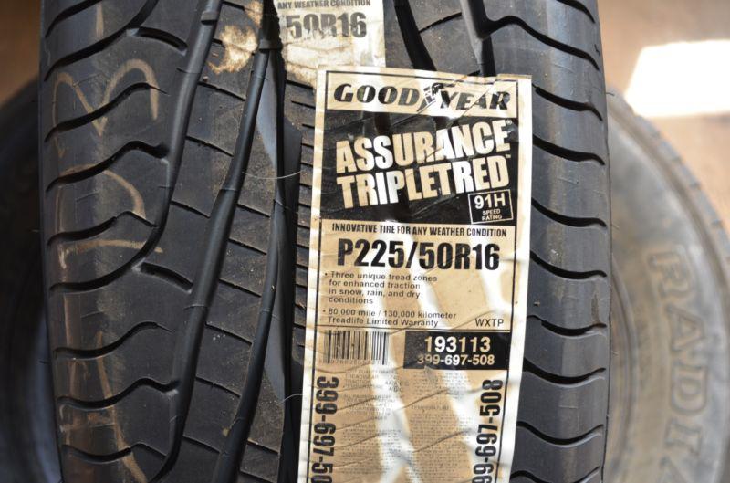 2 new 225 50 16 goodyear assurance tripletred tires