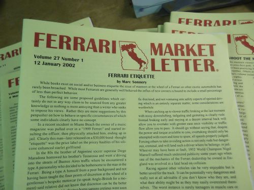 Ferrari market letters-24 issues for 2002--volume 27