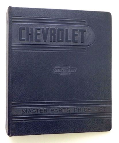 Rare orig chevrolet 1940s 1950s shop service master parts catalog binder folder!