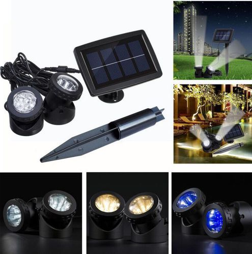 Solar powered submersible lamps landscape spotlight lights for garden pool