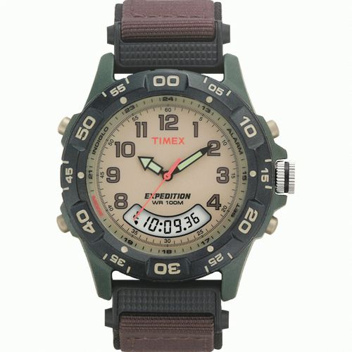 New timex t45181 expedition resin combo classic analog green/black/brown