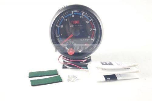 0-8000 rpm  led tachometer gauge with warning red light 3.75&#034;shift light carbon