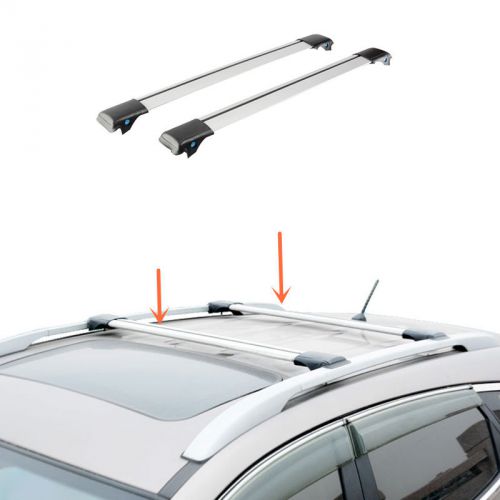 2pcs silvery aluminum alloy roof rack beam for cadillac srx universal version