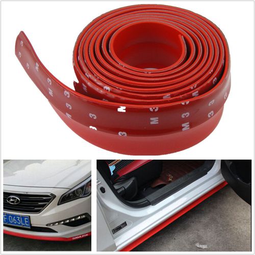 2.5m car front bumper quick lip splitter body spoiler skirt rubber protector red