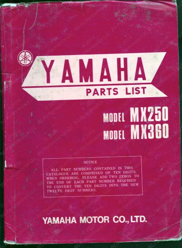 Original 1972 yamaha mx250 mx360 parts list first edition