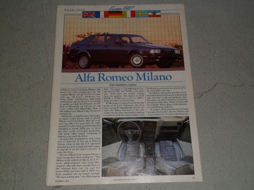 1987 alfa romeo milano article / ad