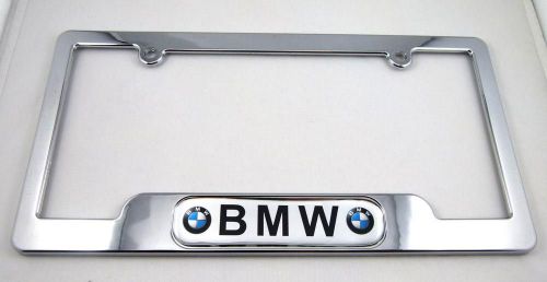 Bmw abs plastic chrome plated license plate frame with 2 chrome caps