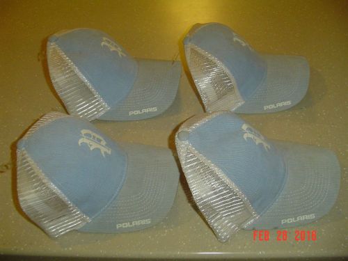 Nos lot of 4 polaris snowmobile hats snap back light blue corduroy msrp $80