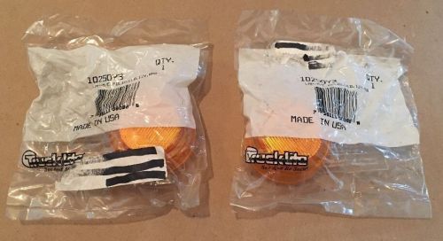 Set of 2 round 2.5&#034; 12v yellow led trucklite 10250y3 lamp clearance &amp; marker nos