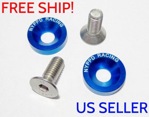 Nyppd blue 2x m8 engine bumper fender trunk head light tag washer bolts