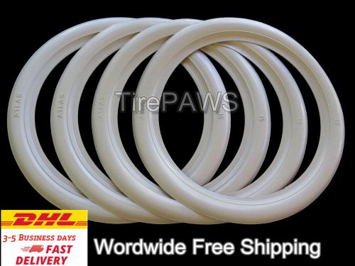 Atlas 15&#034; white wall portawall tire insert trim set of 4 flapper sidewall...