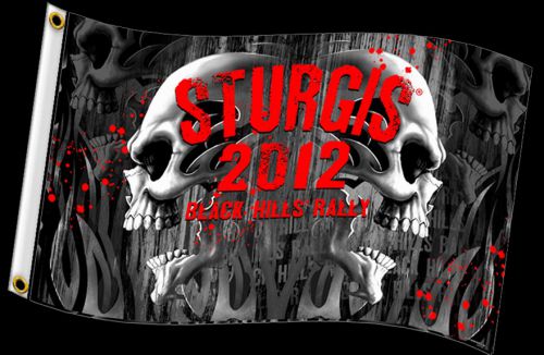 Sturgis 2012 skulls motorcycle flag  (3&#039; x 5&#039;)  flag